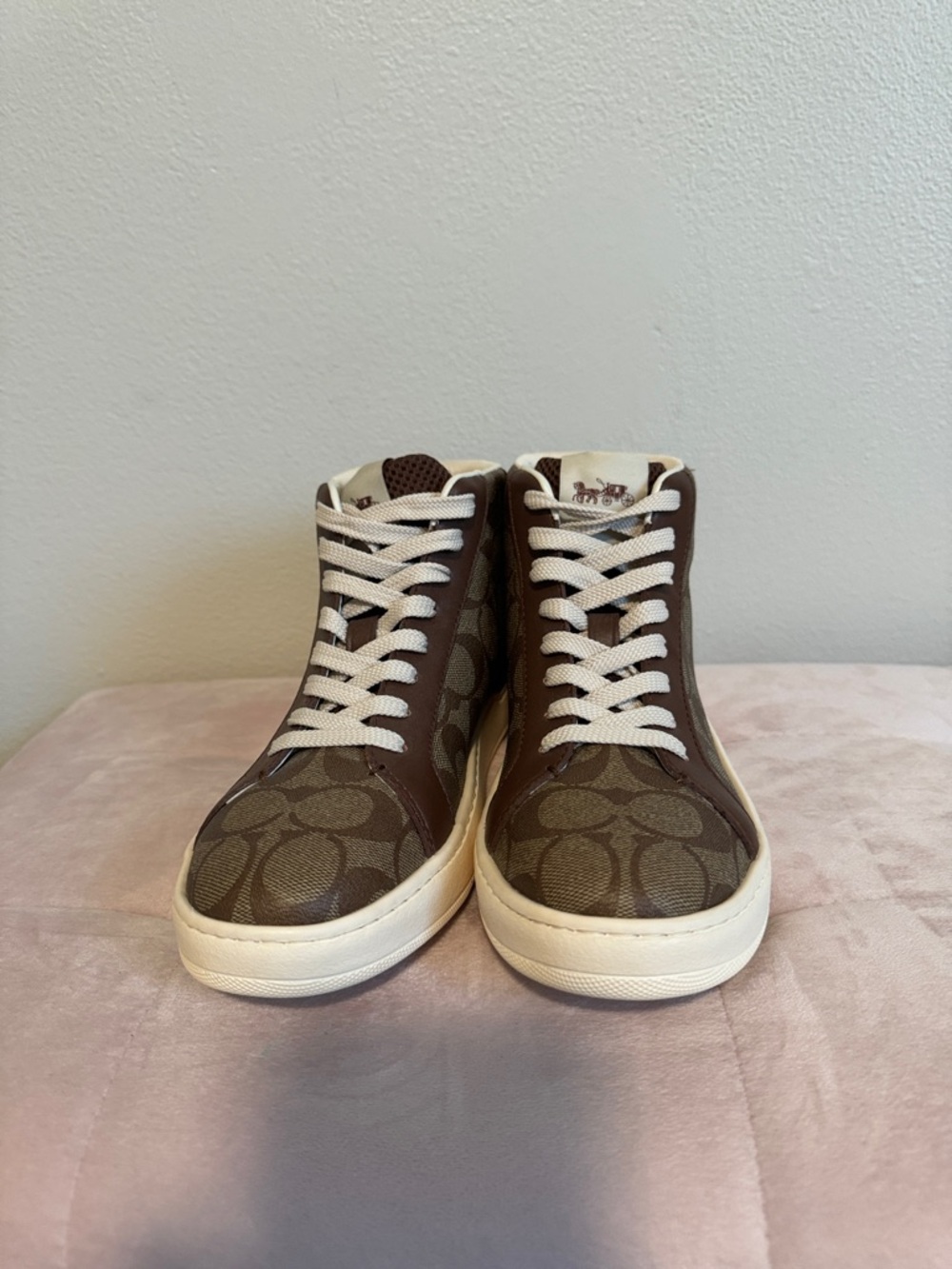 Coach Brown & Cream Signature High-Top Sneakers